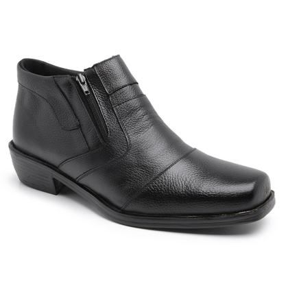 Imagem de Bota Masculina Social Couro Legítimo Bico Quadrado Cano Curto Confortável