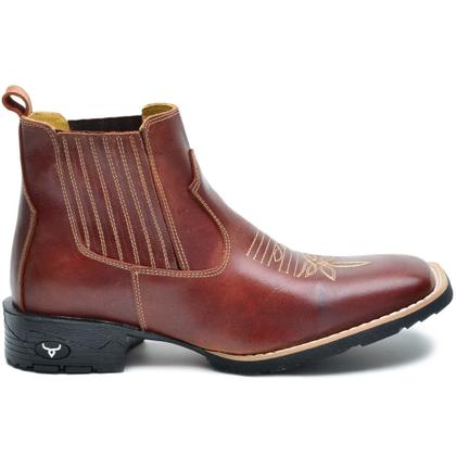 Imagem de Bota Masculina Texana Bico Quadrado Cano Curto Country de Couro