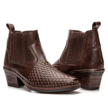 Imagem de Bota Masculina Texana Country Elastico Couro Legitimo