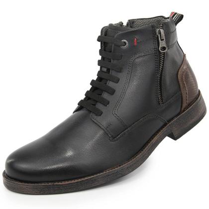 Imagem de Bota Masculina Urbana Casual Boxer Couro Legitimo Preto Fossil Nescau C/ziper