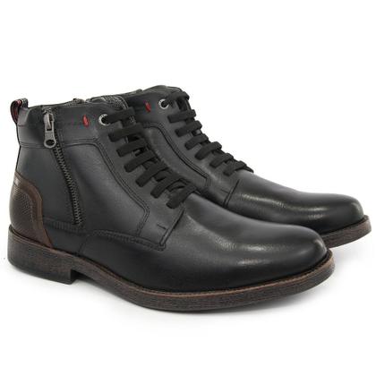Imagem de Bota Masculina Urbana Casual Boxer Couro Legitimo Preto Fossil Nescau C/ziper