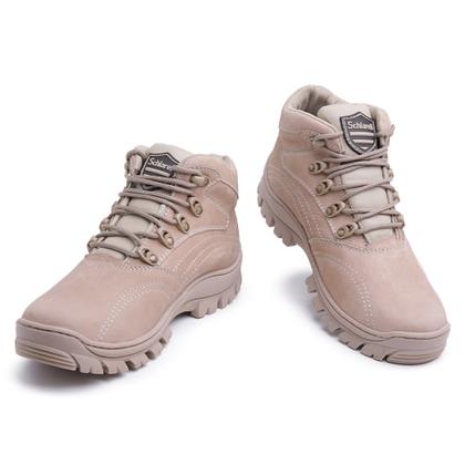 Imagem de Bota  Masculino Coturno Adventure em Couro  Modelo Esportivo Estilo Militar Leve e Confortável