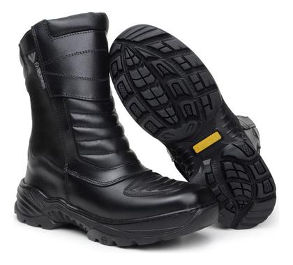 Imagem de Bota Militar Preto Couro Tatica Coturno Original C/ Ziper