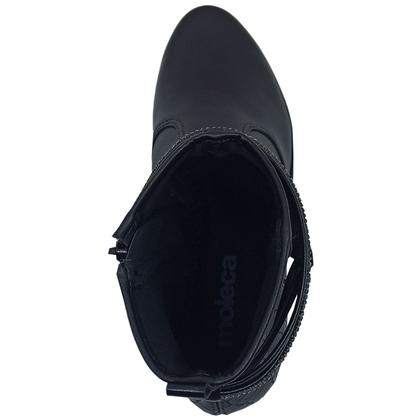 Imagem de Bota Moleca Feminina Cano curto Salto Baixo Tira Com Strass