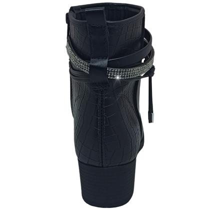 Imagem de Bota Moleca Feminina Cano curto Salto Baixo Tira Com Strass