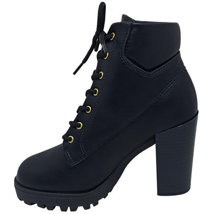 Imagem de Bota Moleca Feminina Coturno De Salto Alto Tratorada