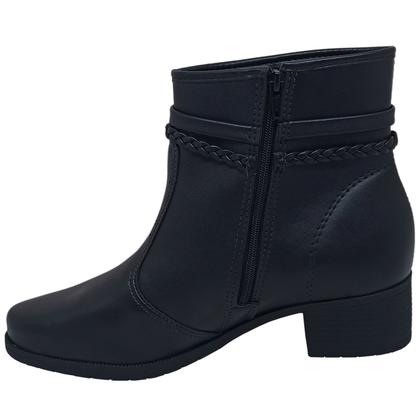 Imagem de Bota Moleca Feminina Salto Baixo Cano curto Zíper Lateral