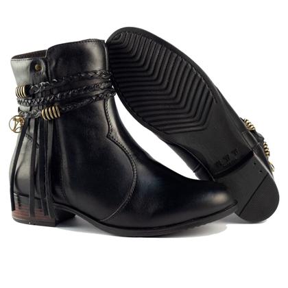 Imagem de Bota Montaria Casual Feminino Cano Curto Zíper Moda Tiras Trançadas Metal Estilo Confortável