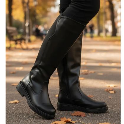 Imagem de Bota Montaria Feminina Cano Longo Mooncity Salto Grosso 72196 Preto