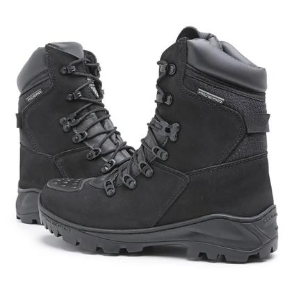 Imagem de Bota Motociclista Acero em Couro Nobuck Modelo Tiger Motors Preto Cano Alto