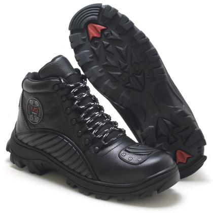 Imagem de Bota Motociclista Masculina Couro Sola Costurada PalmilhaGel