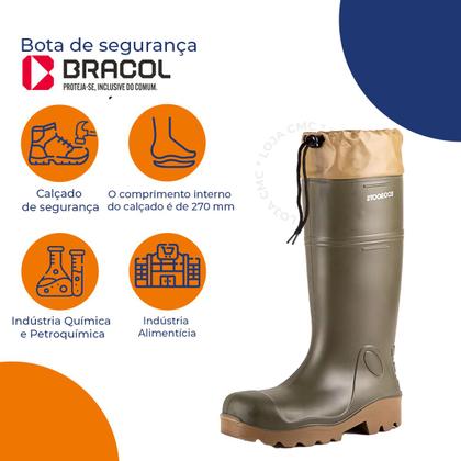 Imagem de Bota Ocupacional Pu Impermeavel Bracol Ecoboots Com Polaina CA: 37992