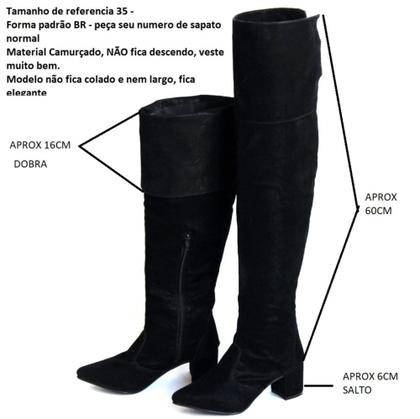 Imagem de Bota Ouver The-knee Feminina Cano Alto Couro Legitimo Camurça