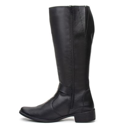 Imagem de Bota Over Montaria Feminina Couro Cano Alto Casual Ziper Lateral Luxo