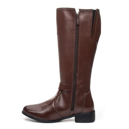 Imagem de Bota Over Montaria Feminina Couro Cano Alto Casual Ziper Lateral Luxo