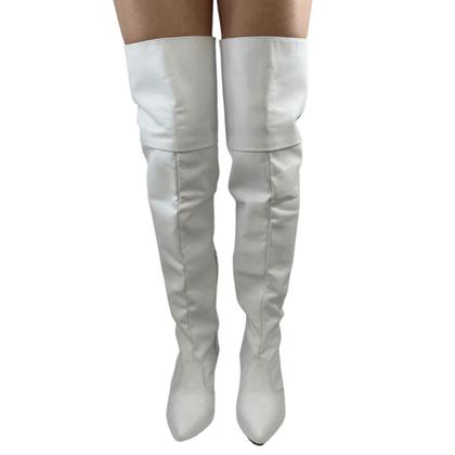 Imagem de Bota Over The knee Lirom Em Couro Legitimo Branco