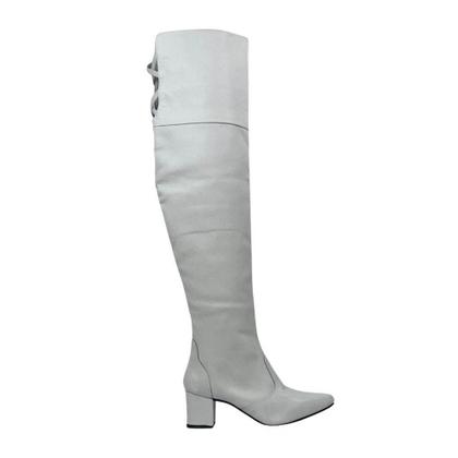 Imagem de Bota Over The knee Lirom Em Couro Legitimo Branco