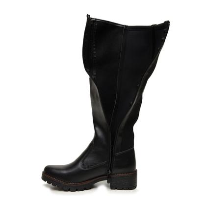 Imagem de Bota Over The Knee Montaria Preta Feminina Tratorada Cano Alto Couro Lançamento Inverno