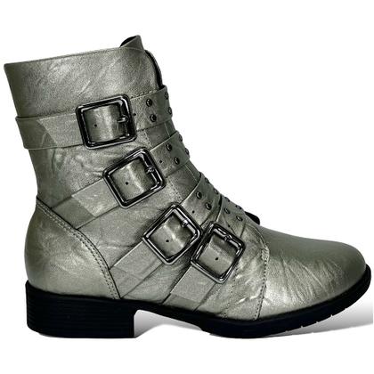 Imagem de Bota Piccadilly Coturno Leci Fivelas Cano Curto 653006 Pewter