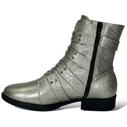 Imagem de Bota Piccadilly Coturno Leci Fivelas Cano Curto 653006 Pewter