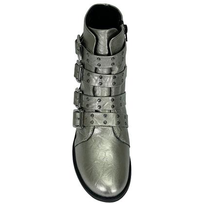Imagem de Bota Piccadilly Coturno Leci Fivelas Cano Curto 653006 Pewter