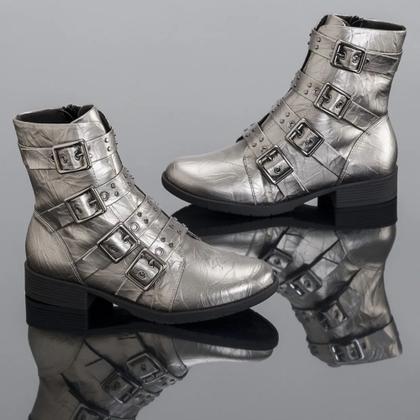 Imagem de Bota Piccadilly Leci Cano Curto Salto Baixo Pewter 653006