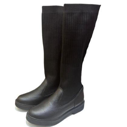 Imagem de Bota Preta Knit Cano Longo Com Elastico