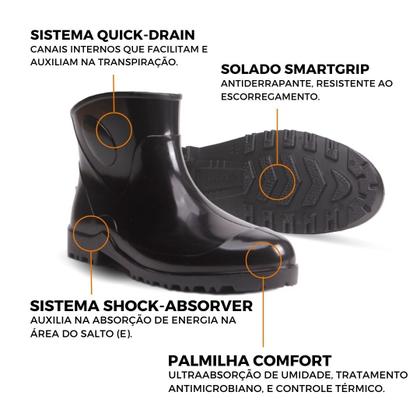 Imagem de Bota Pvc Borracha Galocha Cano Extra Curto Impermeável Ca 40681