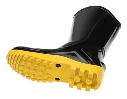 Imagem de Bota PVC Vulcaflex Preta Com Solado Amarelo Cano Médio Sem Forro MARLUVAS