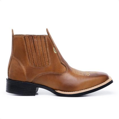 Imagem de Bota Rodeio Texana Masculino Bico Quadrado Cano Curto Cor Látego Café