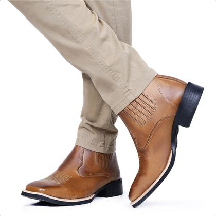 Imagem de Bota Rodeio Texana Masculino Bico Quadrado Cano Curto Cor Látego Café
