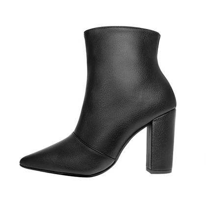 Imagem de Bota Salto Alto Grosso Cano Curto Bico Fino Luiza Sobreira Preta Mod. 2222