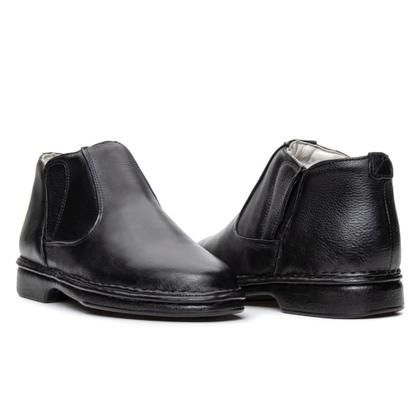 Imagem de Bota Sapato Masculina Antistress de Couro Palmilha Conforto Preto