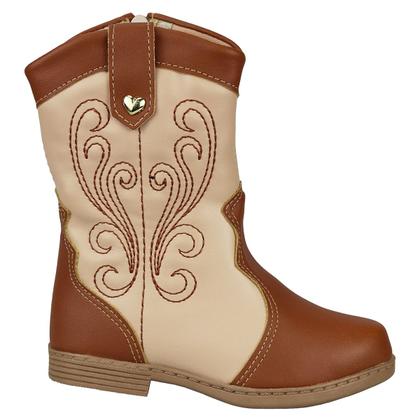 Imagem de Bota Texana Ana Castela Menina Feminina Infantil Confortável Saltinho Baixo Cano Longo Country