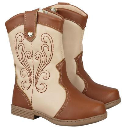 Imagem de Bota Texana Ana Castela Menina Feminina Infantil Confortável Saltinho Baixo Cano Longo Country