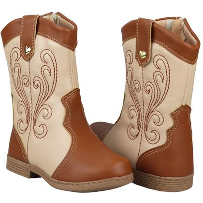 Imagem de Bota Texana Ana Castela Menina Feminina Infantil Confortável Saltinho Baixo Cano Longo Country