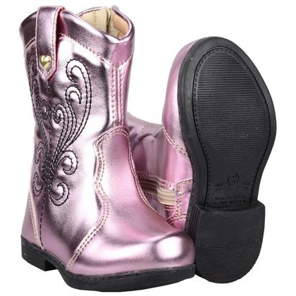 Imagem de Bota Texana Ana Castela Menina Feminina Infantil Confortável Saltinho Baixo Cano Longo Country