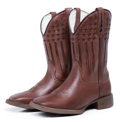 Imagem de Bota Texana Country Cano Alto Couro Legítimo Premium Bico Quadrado Constelation