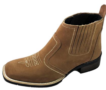 Imagem de Bota Texana Country Cowboy Botina Couro Bico Quadrado Vaquejada Rodeio Cavalgada Agro Macia 3140