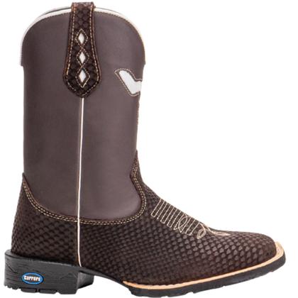 Imagem de Bota Texana Country Masculina em Couro Cano Longo Bico Quadrado