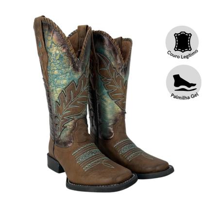 Imagem de Bota Texana Feminina Vimar Fóssil Azul Castanho - Ref. 13200