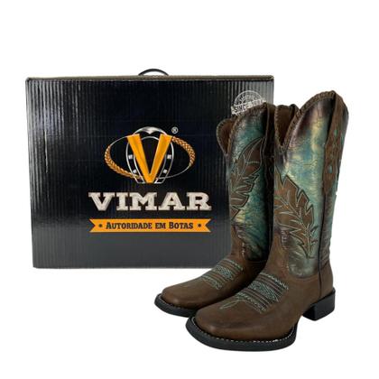 Imagem de Bota Texana Feminina Vimar Fóssil Azul Castanho - Ref. 13200