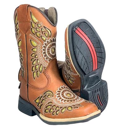 Imagem de Bota Texana Infantil Menina Bordada Brilho Mexicana Boots