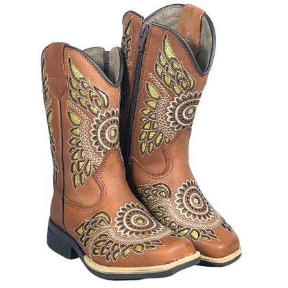 Imagem de Bota Texana Infantil Menina Bordada Brilho Mexicana Boots