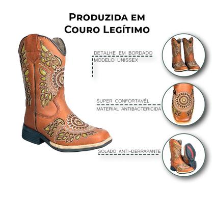 Imagem de Bota Texana Infantil Menina Bordada Brilho Mexicana Boots