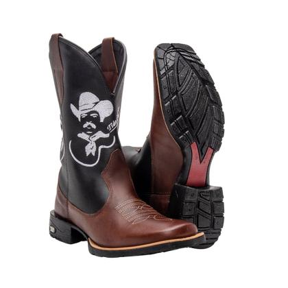 Imagem de Bota Texana Masculina Bico Quadrado Couro Texas Gold Peão Café