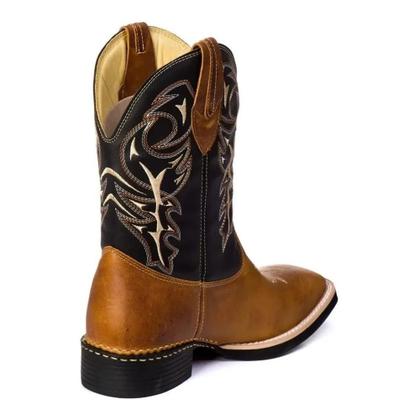 Imagem de Bota Texana Masculina Couro Bordada Cano Alto Country Estilo