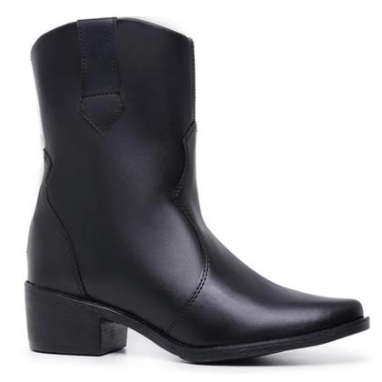 Imagem de Bota Texana Montaria Prata Feminina Bico Fino Salto Grosso Bloco Western Cano Médio Moda Casual