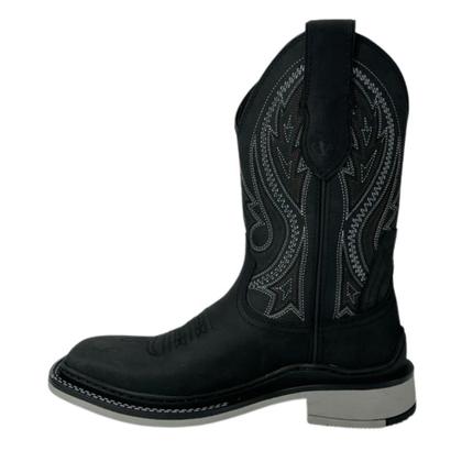 Imagem de Bota Texana Preta Masculina Couro Legítimo Original Vimar Com Canivete Cano Médio Ref. 81360