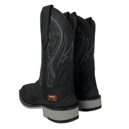 Imagem de Bota Texana Preta Masculina Couro Legítimo Original Vimar Com Canivete Cano Médio Ref. 81360